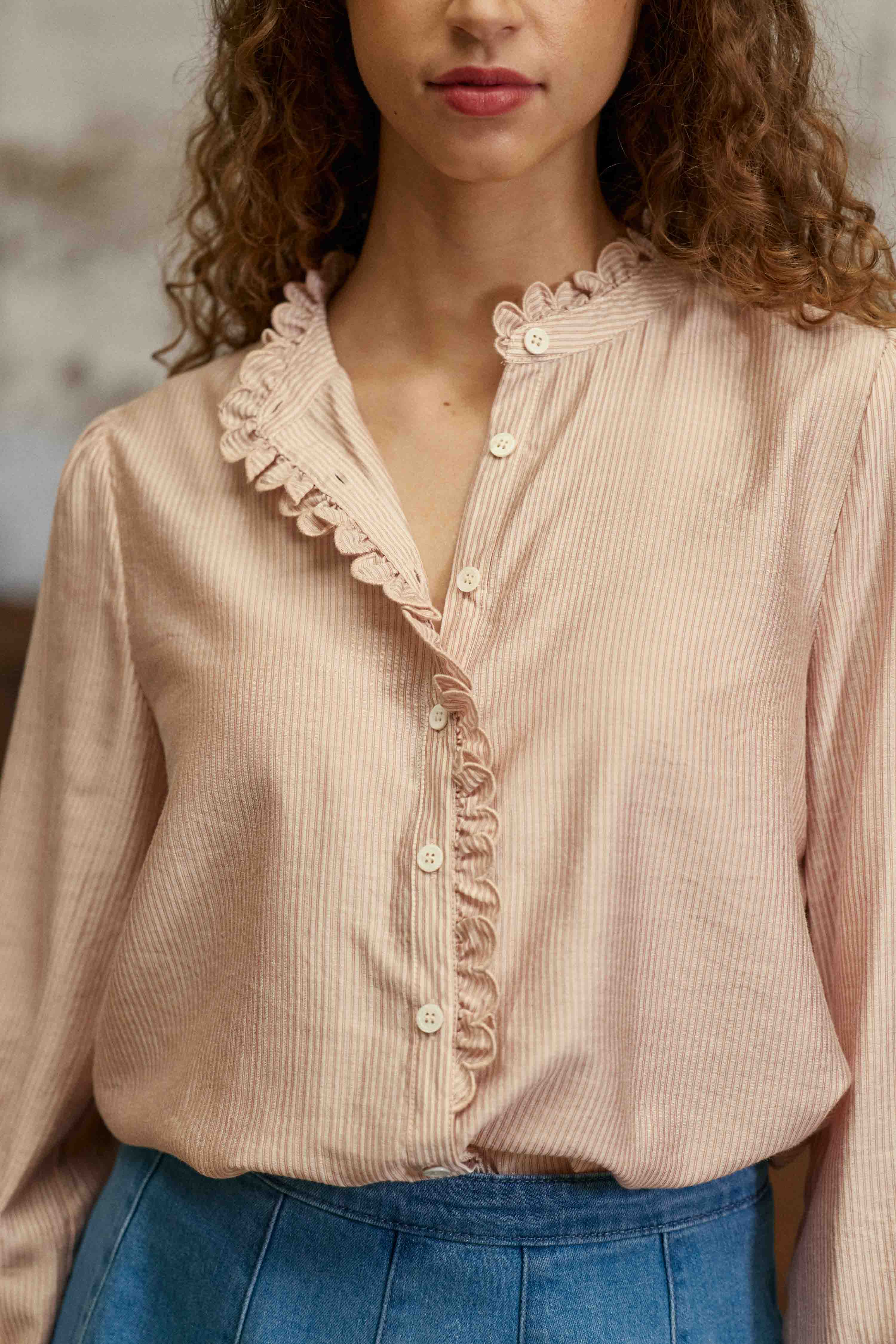 Boya - Blouse col officier à rayures